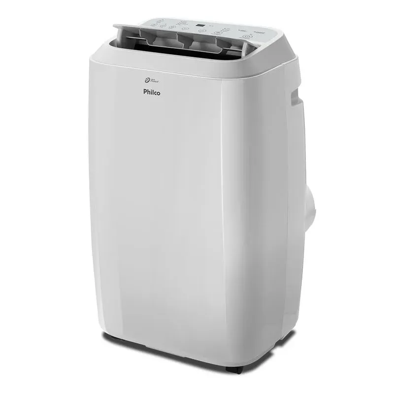 Ar-Condicionado Portátil Philco Branco Em Vista Frontal, Ideal Para Climatização Prática E Eficiente.