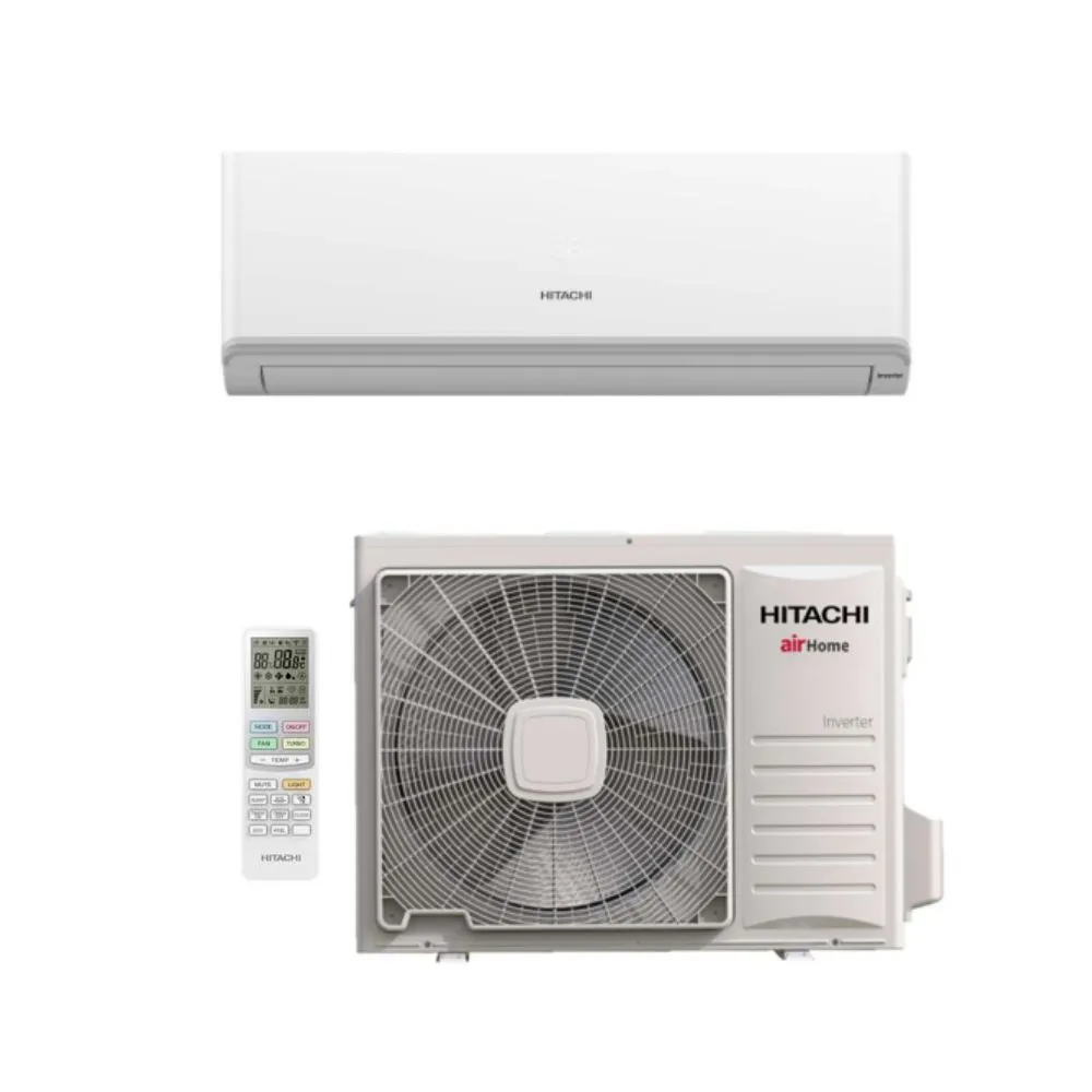 Ar-Condicionado Hitachi Air Home Inverter De 12.000 Btus Com Unidade Interna, Unidade Externa E Controle Remoto.