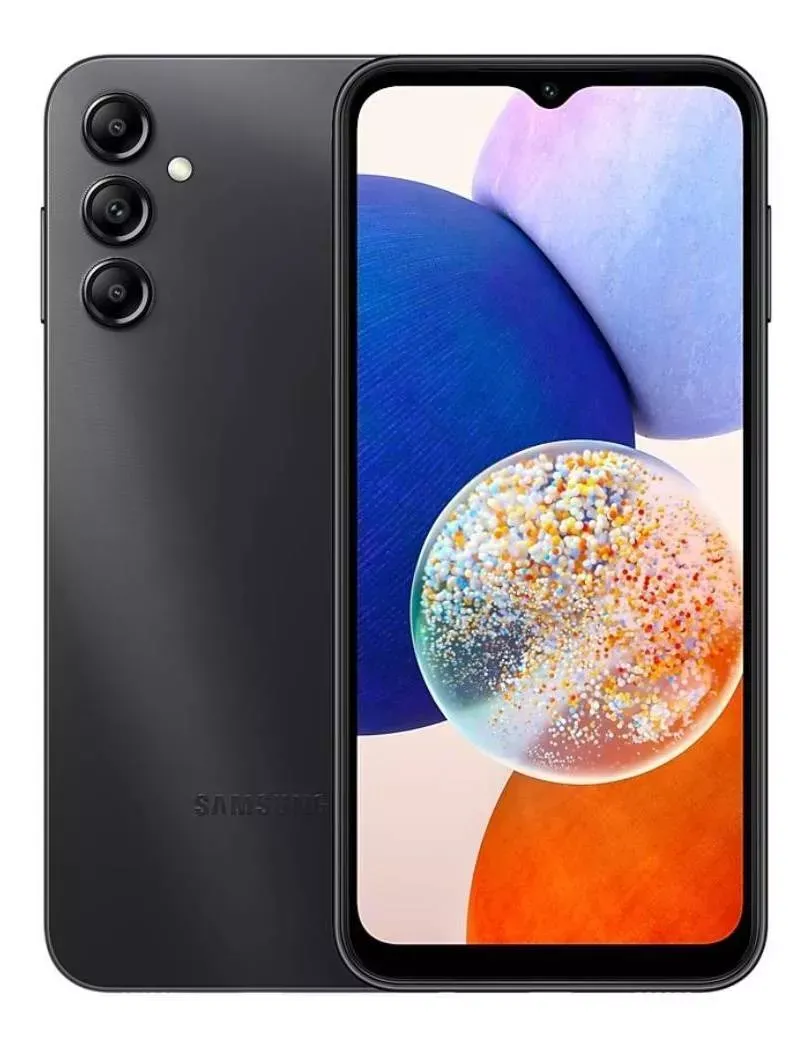 Smartphone Samsung Galaxy A14 Preto Com Câmera Tripla E Tela Frontal Ampla, Ideal Para Desempenho Equilibrado E Qualidade De Imagem.