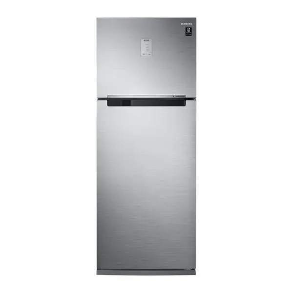 Imagem De Uma Geladeira Samsung Duplex Frost Free De 384 Litros, Acabamento Em Inox E Freezer Superior.