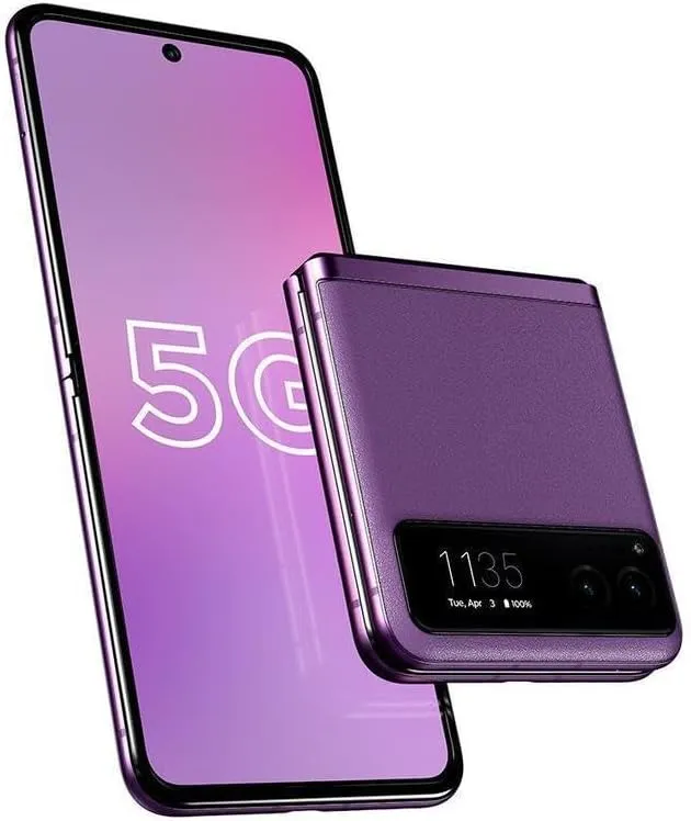 Smartphone Galaxy Z Flip 5G Na Cor Roxa, Destacando Seu Design Dobrável E Moderno.