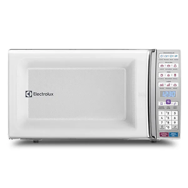 Micro-Ondas Electrolux Branco Com Painel Digital, Opções De Descongelamento E Menu De Receitas Rápidas.