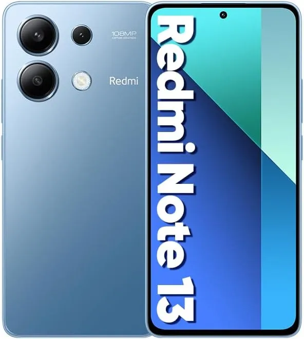 Smartphone Redmi Note 13 Na Cor Azul, Exibindo Design Moderno, Câmera De 108 Mp E Tela Frontal De Alta Qualidade.