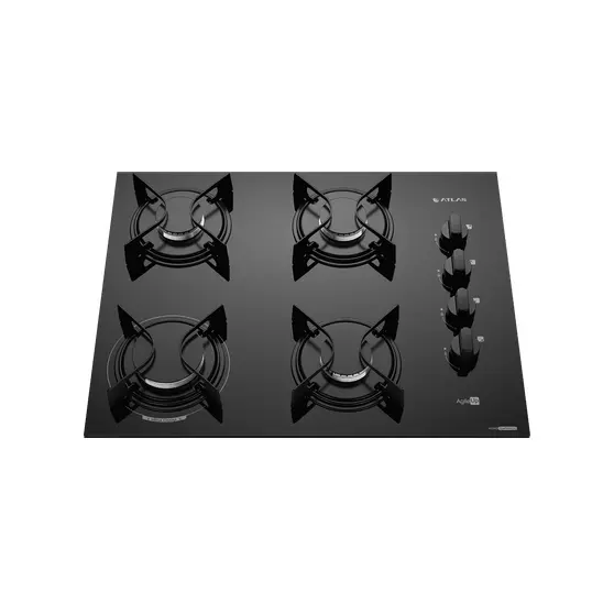 Cooktop 4 Bocas Atlas Preto – Agile Mega Chama – Gás Bivolt – 1311001