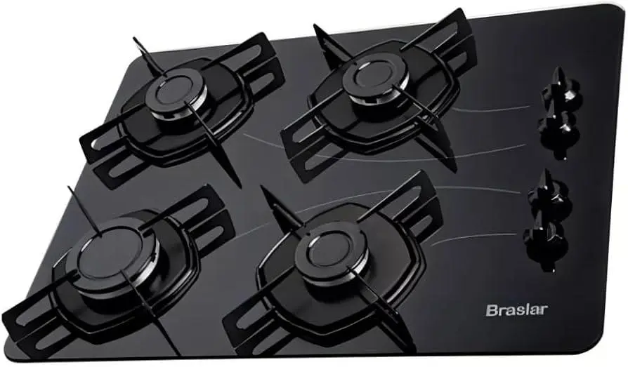 Cooktop 4 Bocas Braslar Preto – Esmaltado – Gás Bivolt – 10050016